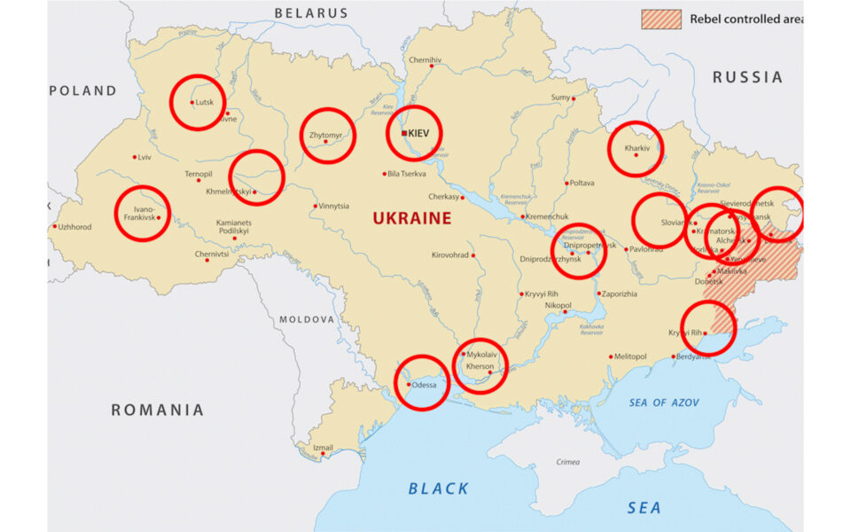 Η χαρτογράφηση της μέχρι τώρα πορείας της ρωσικής εισβολής στην Ουκρανία